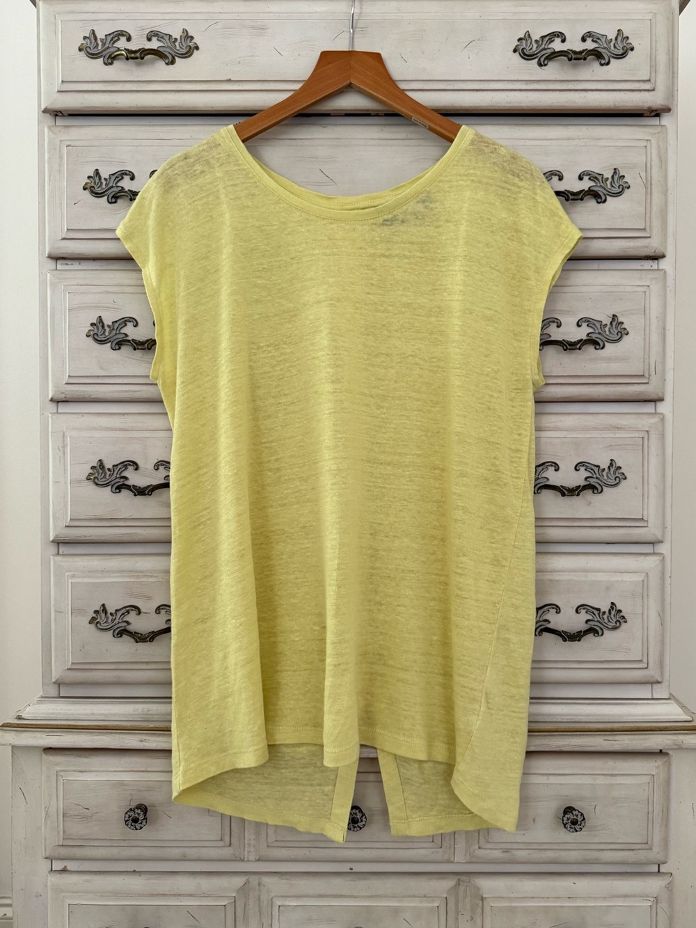 Tahari Yellow Linen Euro Summer Top